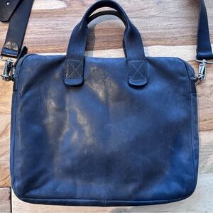 Sleek Anthracite Leather Laptop Bag